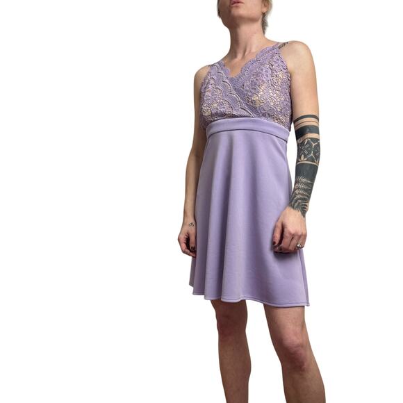 Women's Lavender Francesca's Lace Top Cross Strap Dress - Size Small - Picture 11 of 11